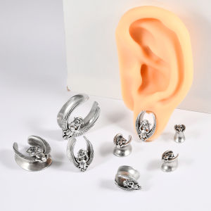 1PC Copper Silvery Ear Tunnels Plugs Expanders Ant Ear Gauge Earring Gauges Stretchers Body Piercing Jewelry 8mm-25mm