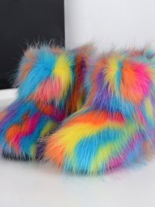 Thickened Plush Childrens Snow Boots Winter Anti-Slip Soft Fur Outerwear Booties Boys Girls Warm Cozy Booties Casual Style