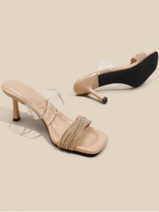 MEIMENGCHENG | Glamorous Glitter Fairy Transparent High Heel Slides