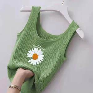 Slim Fit Sleeveless Thin Thread Vest Womens Large Size Top No Shoulder Strap Backless Printed Commute Style Summer Base Shirt