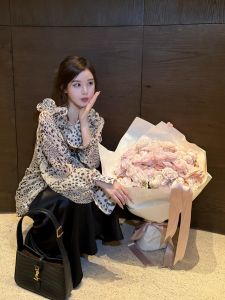 VKSOD | Retro Loose Slimming Long Sleeve Leopard Print Shirt and Skirt Set
