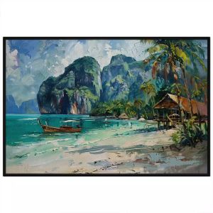 Tranh sơn dầu biển đảo quê hương phong cảnh bờ biển đẹptranh treo tườngdán tường trang trí nội thất quá cafe.CGI-607