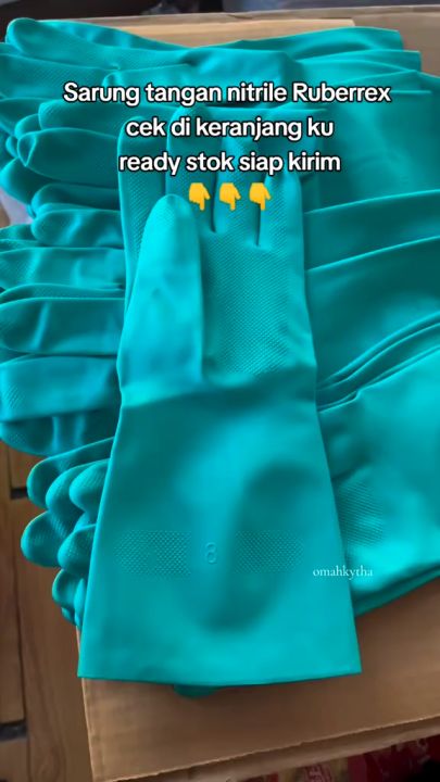 Sarung tangan karet nitril hijau rubberex pengaman kerja Sarung