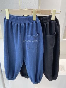 Pure ผ้าฝ้าย เอวยืดหยุ่น กีฬา กางเกงยีนส์ ลำลอง หลวม Fit Children Boys ฤดูใบไม้ร่วง กางเกง สบาย ระบายอากาศได้ดี เป็นมิตรกับสิ่งแวดล้อม