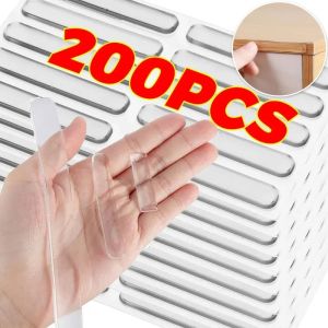 200Pcs Silicone Cabinet Door Bumpers Strips Transparent Self-Adhesive Buffer Pads Drawer Door Stop Bumper Pads Furniture Protective Pad