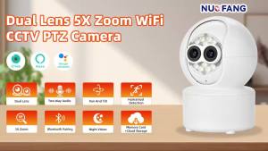 4MP ICsee Dual-Lens Security Camera 5X Optical Zoom PTZ WiFi IP Cam with Auto Tracking 2.8mm Lens Wireless Surveillance for Home
