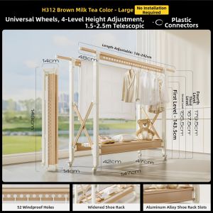 MINGZHI | Portable and Extendable Indoor Clothes Drying Rack