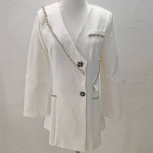 Female Suit Dress with Diamond Studded 2025 High End Celebrity style Goddess Jacket Pure Color Tuxedo for Women