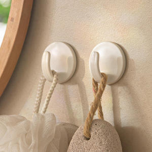 (6 Pack) Wall Hooks Self Adhesive Towel Hooks Bathroom Shower Wall Hooks for Hanging Wall Mounted White Hook Plastic Key Hook Holder