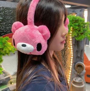 Cute pink plush earmuffs with a bear - shaped design. Soft cozy and perfect for adding a sweet touch to cold days.