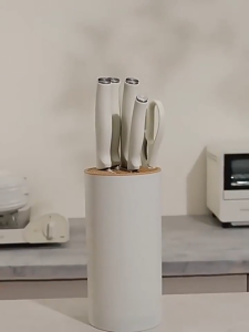 Carote Kitchen knife set 5 pieces Premium White Knife Set With Holder (kitchenknife/chef knife/Santoku knife/scissors/knife hold）