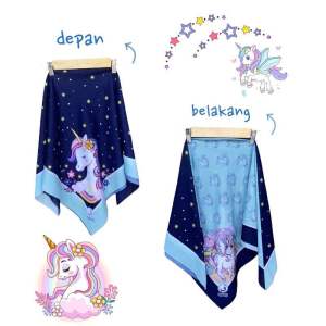 Voal Printing Anak Motif Unicorn Cute / Hijab Anak Motif Lucu
