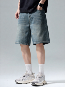 Wood soon | Mens Summer Washed Distressed Denim Shorts