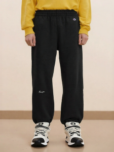 Champion | Solid Color Embroidery Ribbed Hem Cotton Sweatpants Long Pants