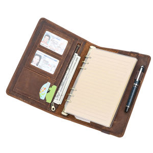 Hiram Retro Crazy Horse Leather A5 Notebook Cover Office Multi Functional Notebook Genuine Leather Cover