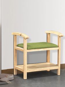 Customizable Solid Wood Shoe-Changing Bench for Elderly with Handrail and Stool Ideal for Nursing Homes and Elderly Peoples Rooms