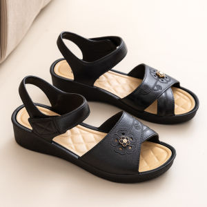 JIFANPAUL | Soft Leather Low Heel Comfortable Slip-resistant Sandals for Elderly Women