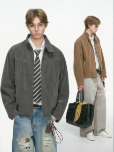 Áo Khoác Nam Velvet Boxy Phong Cách Barn American Harrington Rivet