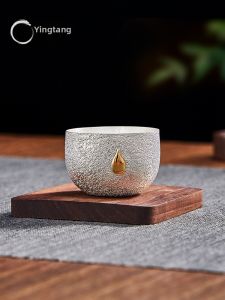 Pure 999 Silver Handmade Tea Cup Snowflake Texture