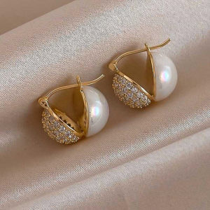 Pianist | Elegant Minimalist Style Pearl Crystal Earrings S925 Silver Pin