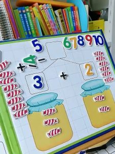 หนังสือฝึกบวกเลข กระดานแม่เหล็ก สอนบวกลบเลข ฝึกทักษะ ฝึกพัฒนาการ เรียนรู้ ส่งจากไทย