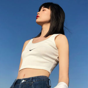 Trendy Pure Cotton White Strap Vest Womens Outerwear Korean Style Backless Sleeveless Base Layer Inner Wear INS Super Popular