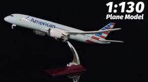 43cm 1/130 Scale B787 American Airlines Aircraft Model With Light And Wheel Diecast Resin Airplane Collection Display Toys