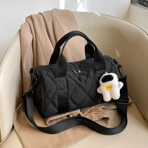 Large Capacity Oxford Cloth Crossbody Bag Womens Boston Pillow Bag Commute Cotton Quilt Bag Soft Shoulder Bag Handbag