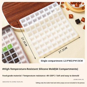 Khuôn Silicon Hình Vuông 64 Ngăn Làm Đá Viên Kẹo Sô Cô La & Đường Nâu Dụng Cụ Làm Bánh Tự Làm Dùng Cho Gia Đình & Thương Mại