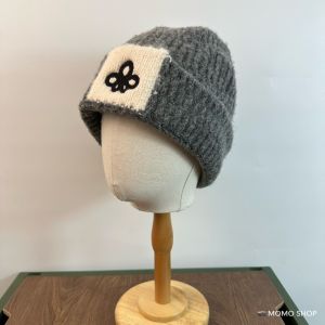 Thickened Knitted Woolen Hat for Women Winter Street Style Small Flower Head Wrap Cap Warm Face Slimming Ear Protection Hat