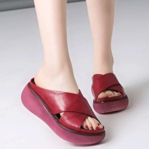 Women Sandals Casual Mid Heel Sandals Slippers Fashion Flat High Wedges Sandal