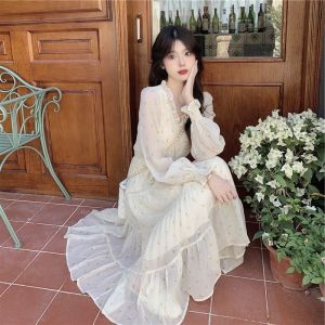 MissMoka Florence Midi Dress Chiffon Long Sleeve Floral Vintage Korean Style