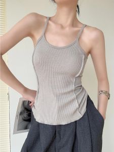 เสื้อกั๊กคอวีเข้ารูปสำหรับผู้หญิง ทรงเข้ารูป แขนกุด เสื้อชั้นในสไตล์ยีราฟ แขนกุด ทรงเข้ารูป แขนกุด แขนกุด