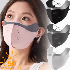 Summer Ice Silk Sunscreen Mask Uv Protection Breathable 3D Face Mask Outdoor Riding Elasti Ice Sense Face Cover
