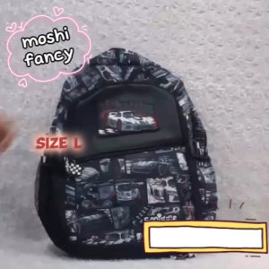 Tas Ransel Racing Car Motif Mobil size L / Tas Gendong Mobil Hitam Anak SD / Tas Sekolah Anak Motif Racing Car - Ransel size L