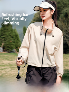 MiiOW | Womens Outdoor Ice Silk Loose Fit Breathable Sun Protection Clothing Summer Quick Dry UPF50+ UV Protection Lightweight Long Sleeve Zipper