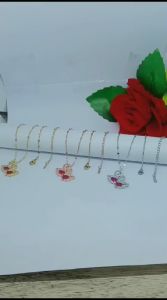 KALUNG TITANIUM ANGSA 2 PERMATA MERAH DELIMA ELEGAND PERHIASAN WANITA KOREA