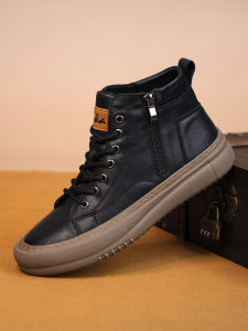 2024 Mens Spring and Autumn White Sneakers New Trendy Versatile High-Top Sneakers Summer Fashionable Casual Mens Shoes Breathable and Wear-Resistant Sneakers