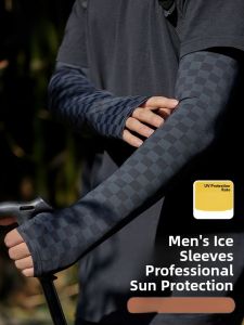 Miiow | Mens Black Ice Silk Sleeve Sun Protection Arm Cover For Cycling And Driving Summer UV Protection Nylon Fabric Youth To Elderly