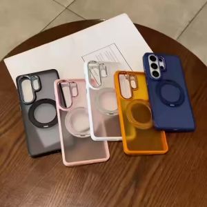 360 Rotation Ring Stand Case for Samsung Galaxy S26 Ultra S26 Plus Magnetic Holder Metal Mounting Shockproof Frosted Clear Cover