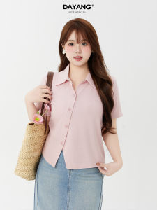 plus Size Womens Pink Polo Neck Short Sleeve T-Shirt 120kg Fatty Small Size Spring Summer New Style Commute Simple Style Loose Fit