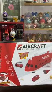 Childrens toy airplane filled vehicle can be transformed into a policefirefighteraircraft set toy multi-function storage transport aircraft model signpost trackconstruction track