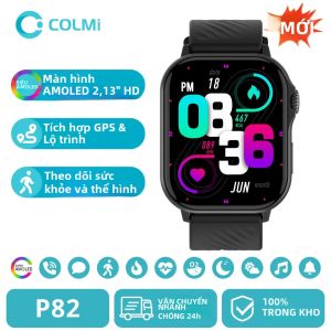 Đồng Hồ Thông Minh GPS COLMI P82 Màn Hình AMOLED HD 2.13 Inch Hỗ Trợ Gọi Bluetooth Dành Cho Nam Nữ Theo Dõi Nhịp Tim & Giấc Ngủ Tương Thích Với Điện Thoại Xiaomi