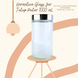 Hermetico Jar Tutup Stainless Putar 1000 mL | Toples Kaca | Glass Jar