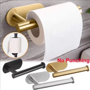 Self Adhesive Kitchen Tissue Holder / Punch-free Stainless Steel Roll Towel Rack / Rustproof Anticorrosion Paper Tower Stand for Kitchen Bathroom