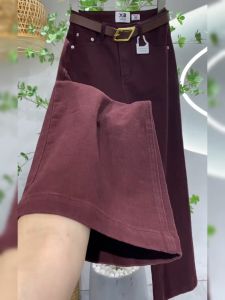 Ankara Red High Waist Casual Denim Pants Womens Small Size Simple Match High Waist Straight Loose Slim Wide Leg Pants