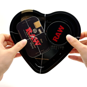 16.5x18CM Love-Shaped Cigarette Tray Tobacco Metal Rolling Tray Plate 60MM Plastics Herb Grinder 2 layer Cigarette Spice Crusher