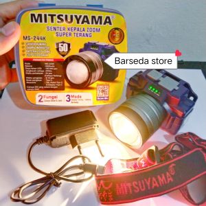 Senter Kepala ZOOM 50 WATT MITSUYAMA MS-244K Super Terang Cahaya Kuning 4000mAh Sorot Jauh Dekat