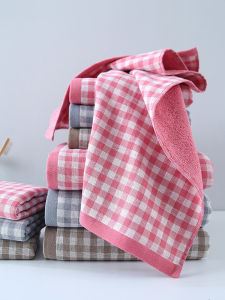 Pure Cotton Double-Layer Gauze Towels Japanese Style Simple Gingham Household Face Towel Adult Face Towel Soft and Absorbent