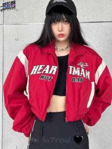 Cool Short American Brand Design Sweet Spicy Female High Waist Collar Biker Style Streetwear Long Sleeve Womens Jacket